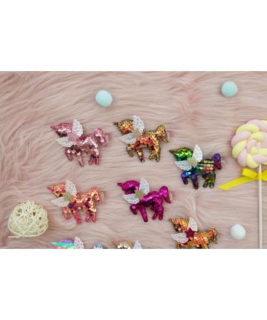 Summer Crystal Unicorn Alligator Hair Clips for Women and Girls - Set of 4 Sequins MHHP Clips for Birthday, Daily, Holiday Party - Perfect Gift Idea - Buy Online on GoSupps.com