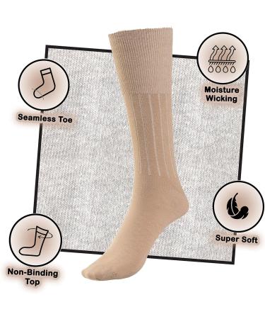 Silky Toes Cotton Diabetic Socks for Men 3-Pack Big Sizes 10-13 Black/Grey/Tan - Buy Online on GoSupps.com