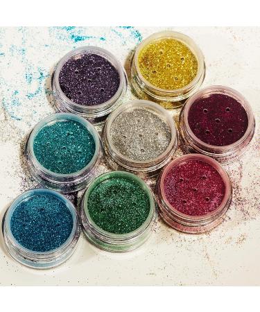 Biodegradable Eco Glitter Shakers - 100% Cosmetic Bio Glitter Set of 8 with Fix Gel for Face, Body, Nails, Hair & Lips - 5g - Buy Online on GoSupps.com