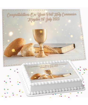 HOLY COMMUNION PERSONALISED ICING EDIBLE COSTCO CAKE TOPPER R1-384 - Buy Online on GoSupps.com