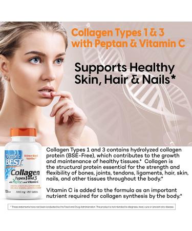 Doctor's Best Collagen Types 1 & 3 with Vitamin C â€“ 1000mg, 180 Tablets | Supports Skin, Hair & Joint Health - Buy Online on GoSupps.com