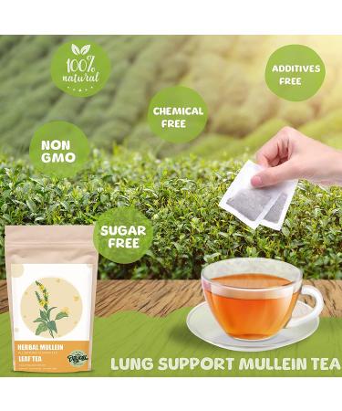 Organic Mullein Leaf Tea - Lung Cleanse & Detox - Respiratory Support - 20 Tea Bags - Non-GMO, Gluten Free - Buy Online on GoSupps.com