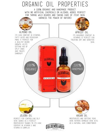 Premium Organic Beard Growth Oil - SURTIC 30ml - Best Beard Oil for Sensitive Skin - Organic Beard Oil for Men - Premium Beard Care - Buy Online on GoSupps.com
