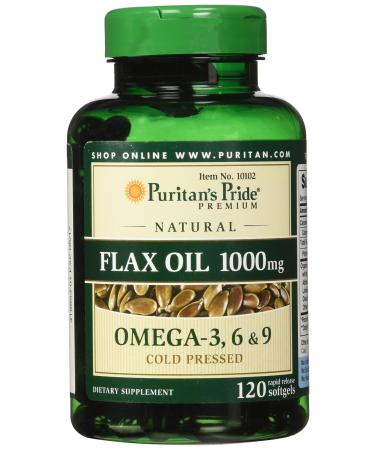 Puritan's Pride Natural Flax Oil 1000 mg 120 Rapid Release Softgels