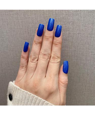 Buy Novo Ovo Blue Holographic Angular Press-On Nails - Small Artificial Fingernails with Glue for Easy Application | International Shipping Available - Buy Online on GoSupps.com