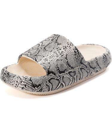 BRONAX Cloud Slides for Women and Men | Shower Slippers Bathroom Sandals | Extremely Comfy | Cushioned Thick Sole 9-10 Women/7.5-8.5 Men Snake