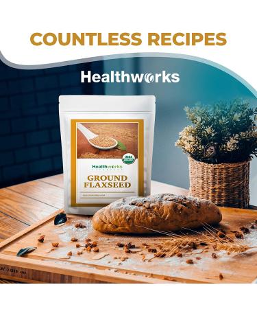 Healthworks Flax Seed Ground Powder- 32 Ounces - Raw Organic Superfood for Protein, Fiber, Omega 3 & Lignan - Ideal for Smoothies, Coffee, Shakes & Oatmeal - Buy Online on GoSupps.com