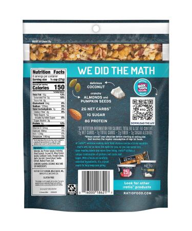 Ratio Keto Friendly Coconut Almond Granola 8 oz - Pack of 5 | Low Carb, High Protein Snack - Buy Online on GoSupps.com