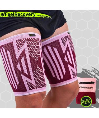 Buy FEEL RECOVERY 2 Compression Bandage - Thigh Support for Knee Quad & Groin Pain Relief - Breathable Non-Slip Universal Fit for Men & Women - M Bordeaux - Buy Online on GoSupps.com