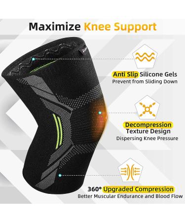2 Pack Knee Braces Sleeves for Knee Pain Relief - JLebow Compression Knee Brace for Men and Women - Ideal for Running, Weightlifting, and Arthritis Support - Buy Online on GoSupps.com