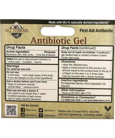 All Terrain Antibiotic Gel - Natural First Aid with Bacitracin & Allantoin, 0.5 oz - Buy Online on GoSupps.com