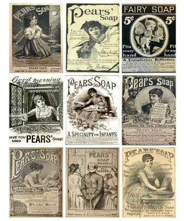 Vintage Pear's Soap Ads Collage Sheet #101 for Scrapbooking, ATC Cards, Altered Art Scrapbooking, Decoupage, Labels, Gift Tags