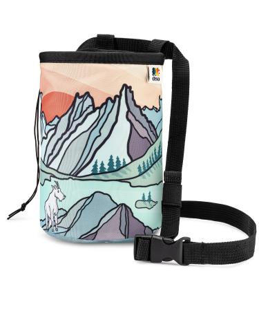 OSO Supply - Climbing Chalk Bag for Adults and Kids, Drawstring Closure, Adjustable Waist Belt, Indoor/Outdoor Training, Rock Climbing, Bouldering or Weightlifting North Cascades