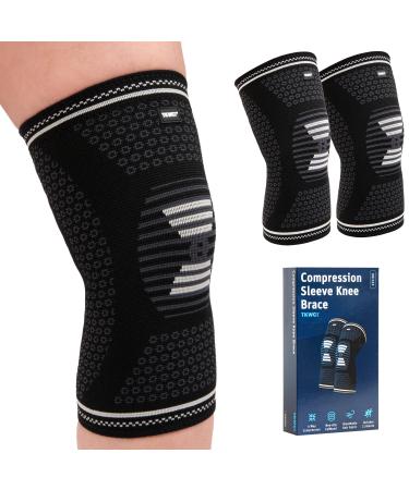 TKWC Knee Brace Compression Sleeve for Men Women  Knee Support for running  weightlifting  BasketBall  Knee Pads for Meniscus Tear  ACL  Arthritis and Knee Pain Relief (Large)
