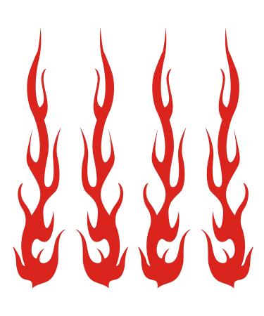 Red Hot Rod Flame Fire Tribal Retro Reflective Decals Sticker for Helmet Cane Bicycle 1"x5", 4 pack