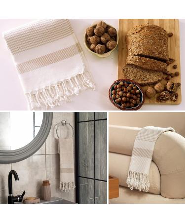 Ruvy Home Basics Turkish Hand Towels Set of 2 - 18x40 Cotton Bathroom & Kitchen Towels - Beige Modern | Perfect for Bathroom, Kitchen, Yoga, Gym - 2 Pack - Buy Online on GoSupps.com