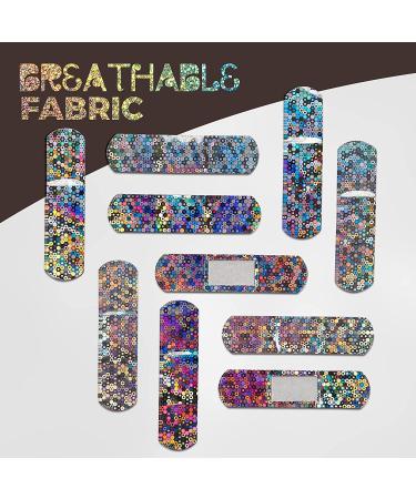 100 Count Glitter Bandages for Kids - Colorful Design, Latex-Free Fabric - First Aid for Minor Cuts & Scrapes - Buy Online on GoSupps.com