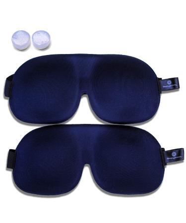 DreamHeaven 2-Pack 3D Sleep Mask & Ear Plugs Kit 100% Block Light Contoured Sleeping Mask for Women & Men - Lightweight Comfortable Soft Memory Foam Travel Eye Mask