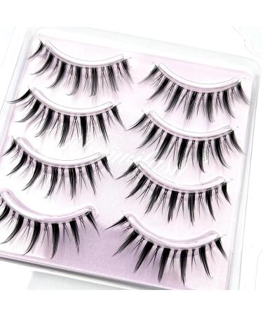 Manga Lashes Clear Band Anime False Eyelashes 4 Pack - Spiky & Natural Look | Japanese Style A01 by Mikiw - Buy Online on GoSupps.com