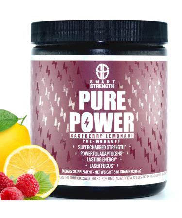 Pre Workout, Best All Natural PreWorkout Supplement. PURE POWER, Healthy Pump, Clean, Keto Vegan, Paleo, Thermogenic Pre Work Out Powder for Men & Women, Weight Loss & Energy - 390g Raspberry Lemonade