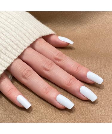 Novo ovo nails to sticking medium angular white holographic press on nails angular artificial fingernails for sticking out artificial nails with glue gelato