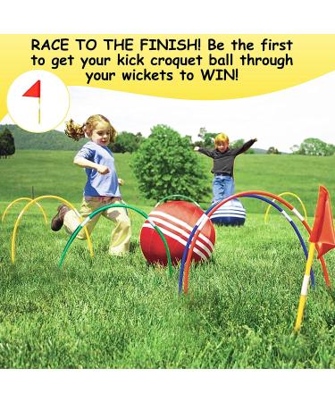 Kovot Giant Kick Croquet Game Set with Inflatable Balls, Wickets & Finish Flags - Buy Online on GoSupps.com