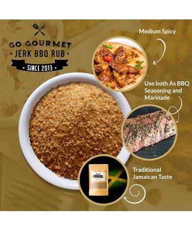 Go Gourmet Jerk BBQ Rub - Mixed Spice Jerk Seasoning Perfect for Chicken Wings and Other Meats - Medium Spicy Seasoning for Mouth-Watering Flavour & Heat Inspired by Jamaican Jerk Recipes - 250g Bag - Buy Online on GoSupps.com