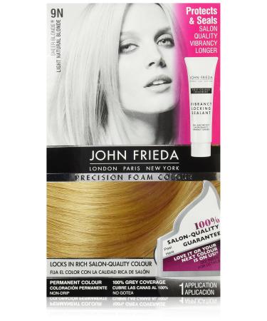 John Frieda Precision Foam Color Light Natural Blonde 9N Full-coverage Hair Color Kit with Thick Foam for Deep Color Saturation