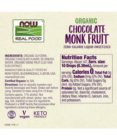 Now Foods Organic Monk Fruit Liquid Sweetener - Zero-Calorie Chocolate 1.8 fl oz - Buy Online on GoSupps.com