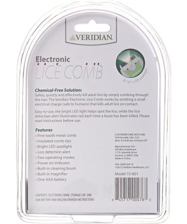 Veridian Finito Electronic Lice Comb Green/White - 1 Count - Buy Online on GoSupps.com