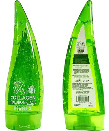 BioRLX 99% Purity Aloe Vera Gel with Collagen and Hyaluronic Acid for Face Body and Hair & Soothing Moisture Sun Burns Anti Wrinkle Anti Aging Razor Bumps Dry Skin (250ml) - Buy Online on GoSupps.com