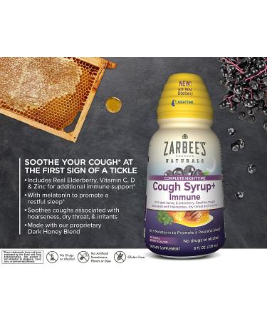 Zarbee's Complete Nighttime Cough Syrup + Immune Support - Natural Berry 8 fl oz - Buy Online on GoSupps.com