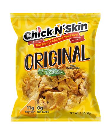 Chick N Skin Fried Chicken Skins - Original Flavor (4Pack) | Delicious Keto, Low Carb High Protein Snacks, Light & Crispy, Gluten Free, No MSG, Made with Organic Chicken, Made in USA 2-oz. per Bag