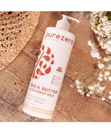 Purezero Shea Butter & Coconut Milk Body Wash Leaves Skin Hydrated and Fresh Maintain Elasticity and Smoothness Zero Sulfates Parabens Dyes 100% Vegan & Cruelty-Free (20oz 2 Pack) - Buy Online on GoSupps.com