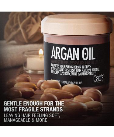 Cab's Moroccan Argan Oil Hair Mask - Deep Conditioning Treatment for Dry Damaged & Color Treated Hair - Sulfate Free - 16.9 Oz (500g) - International Shipping Available - Buy Online on GoSupps.com