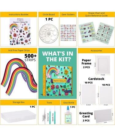 My Creative Camp Beginner's Quilling Kit - DIY Craft Kit for Kids and Adults | 10 Projects with Storage Box, Tools, Gem Stickers, Supplies, and Paper Strips - Includes Instructions and Shape Chart - Buy Online on GoSupps.com