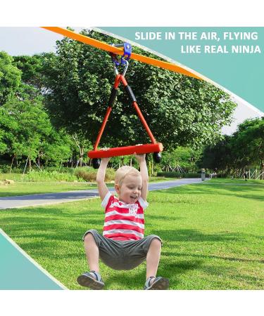 63 FT Zipline Pulley Kit for Backyard - Ninja Warrior Slackline Accessories for Kids & Adults - Buy Online on GoSupps.com