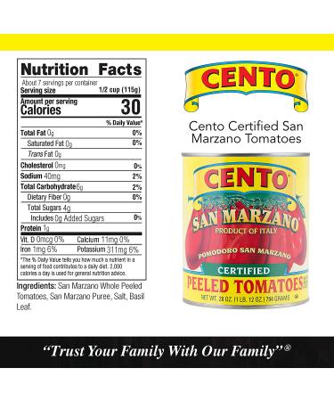 Cento San Marzano Certified Tomatoes 28oz Cans (Pack of 12) - Premium Quality Italian San Marzano Tomatoes - Buy Online on GoSupps.com