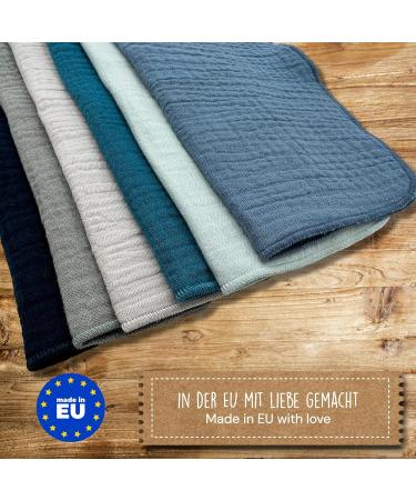 Mimadu Bio Musselin Cloth Baby 25x25 | 100% GOTS Organic Cotton | Super Soft & Absorbent Baby Mull Towels | Eco-Friendly Muslin Towels for Spitting (Ocean) - Buy Online on GoSupps.com