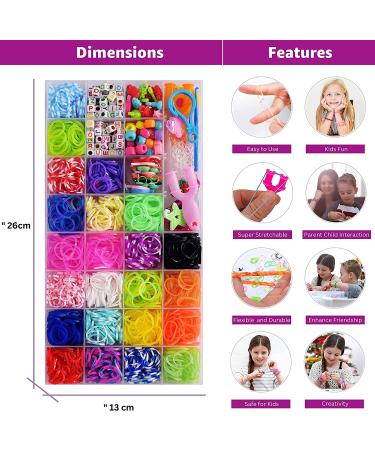 CRAZONE 2000+ Pcs Rubber Bands Refill Kit - DIY Weaving Loom Bracelet Making Set for Kids | 23 Colors, 200+ Beads, 12 Charms | Perfect Christmas & Birthday Gift - Buy Online on GoSupps.com