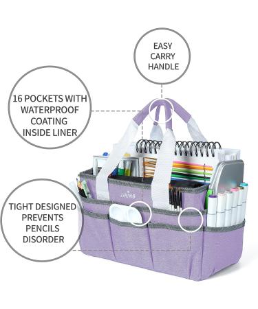 JJRING Craft Organizer Tote Bag - Lilac Art Storage Caddy with Multiple Pockets for School, Scrapbooking, and Office Supplies - Buy Online on GoSupps.com