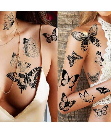 COKTAK 6 Sheets Large Black Butterfly Temporary Tattoos for Women and Girls - Sexy and Realistic 3D Fake Tattoos - Buy Online on GoSupps.com