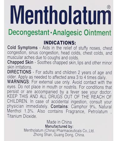 Mentholatum Decongestant Analgesic Ointment 85g - Fast Relief for Congestion - Buy Online on GoSupps.com