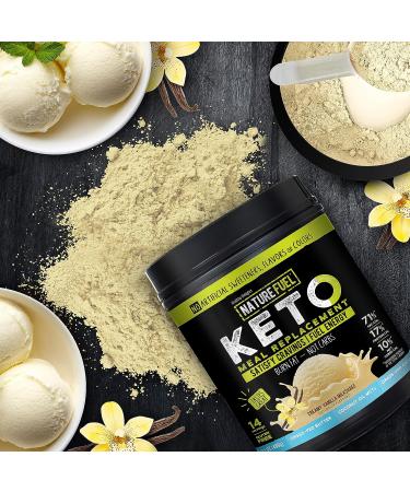Nature Fuel Keto Meal Replacement Powder - Gluten Free with Coconut Oil MCTs and Grass-Fed Butter - Creamy Vanilla Milkshake - 14 Servings - 17.1 Fl Oz - Buy Online on GoSupps.com