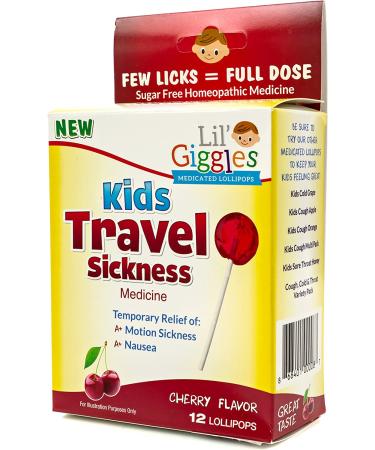 Lil' Giggles Kid's Medicated Travel Sickness Lollipops - Homeopathic Remedy for Motion & Car Sickness in Children. 12 CT - Buy Online on GoSupps.com