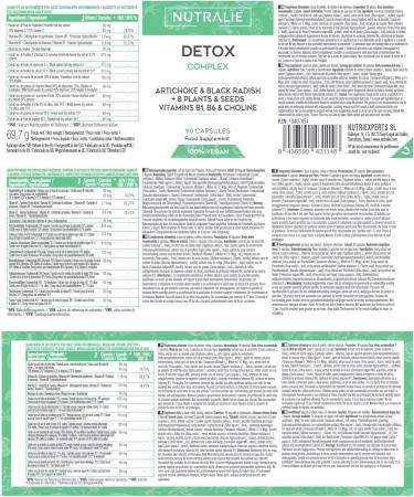 Detox Liver Intestine + Colon - Powerful and Effective Diuretic - Slimming + Eliminate Toxins - Artichoke Black Radish Vitamins and Plants - 90 Vegan Capsules Nutralie - Buy Online on GoSupps.com