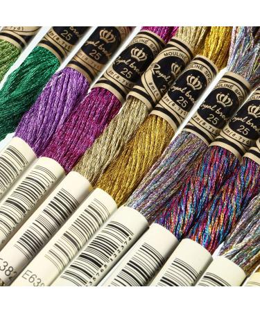24-Piece Metallic Embroidery Thread Set for DIY Crafts - Glitter Cross Stitch Skeins for Friendship Bracelets & Embroidery Projects - Buy Online on GoSupps.com