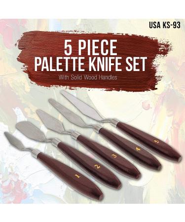 U.S. Art Supply 5-Piece Stainless Steel Palette Knife Set - Flexible Spatula Painting Knives for Mixing, Spreading, and Applying Oil & Acrylic Paint, Cake Icing, 3D Printer Tool - Buy Online on GoSupps.com