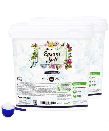 Nortembio Epsom Salz 2x6 kg. Concentrated source of natural magnesium.100% pure bathing salt no additives.Muscle relaxation and good sleep.Including e-book.6 kg (2 pack)