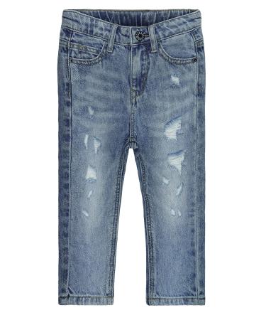 KIDSCOOL SPACE Baby Little Boys Jeans Elastic Band Inside Straight Fit Ripped Denim Pants 2-3 Years Blue-2490